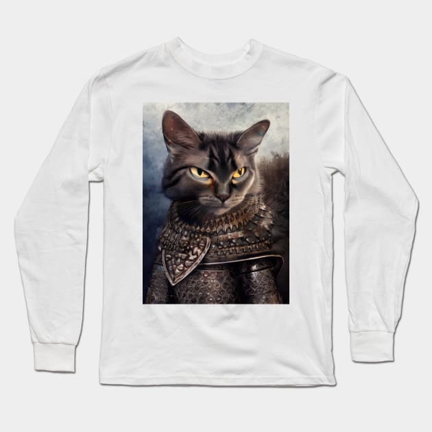 Armored knight cat: Burglar Long Sleeve T-Shirt by Dendros-Studio
